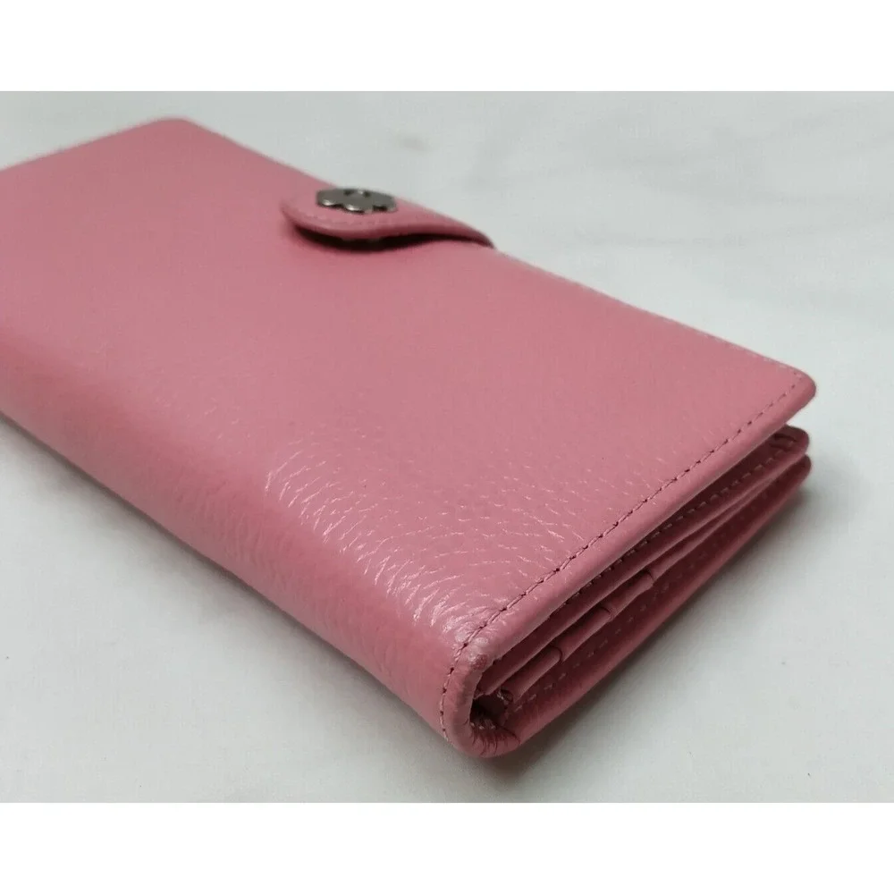 B.T.Rose Pink Pebbled Leather Credit Card ID Window Bifold Wallet